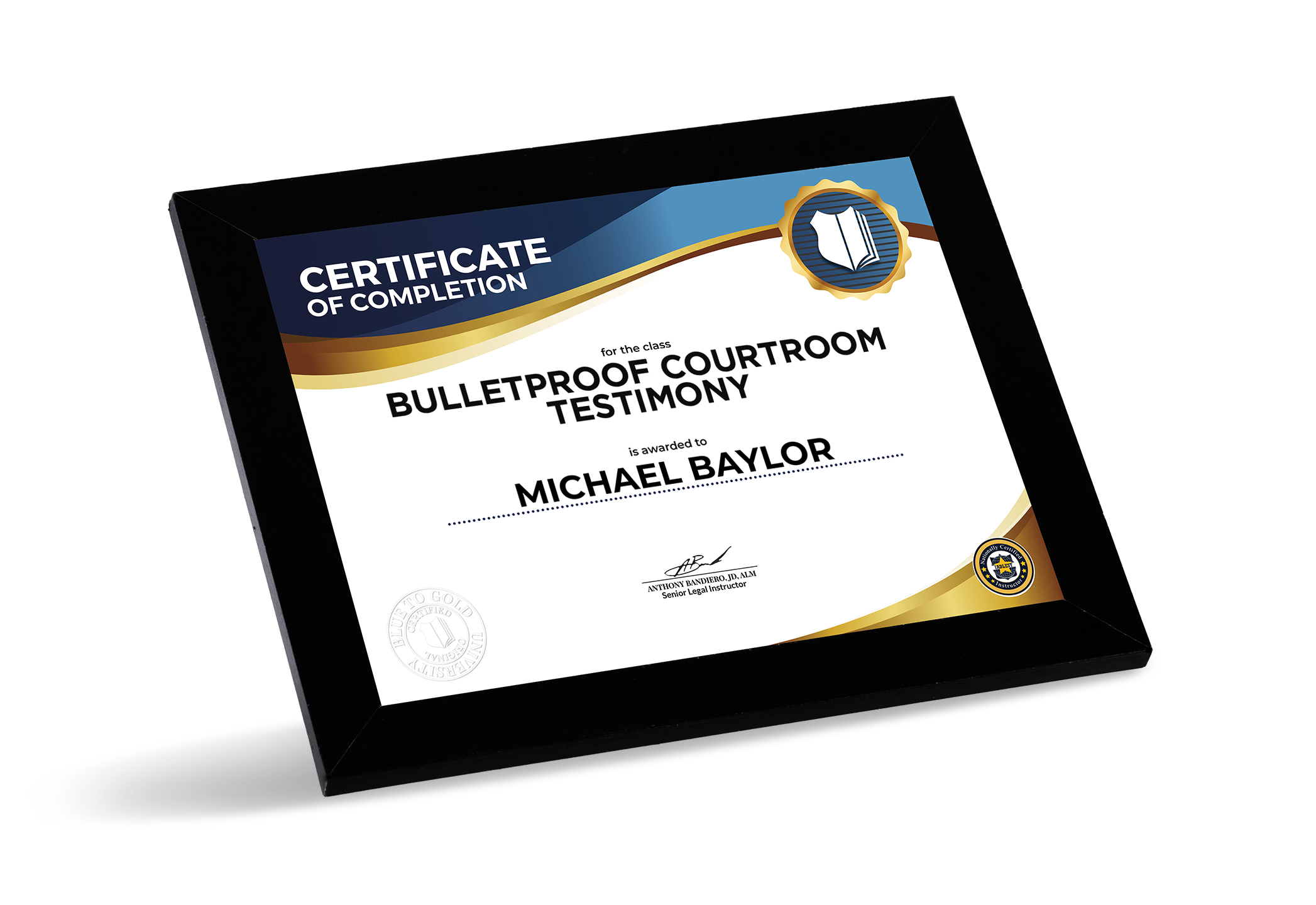 Bulletproof Courtroom Testimony certificate