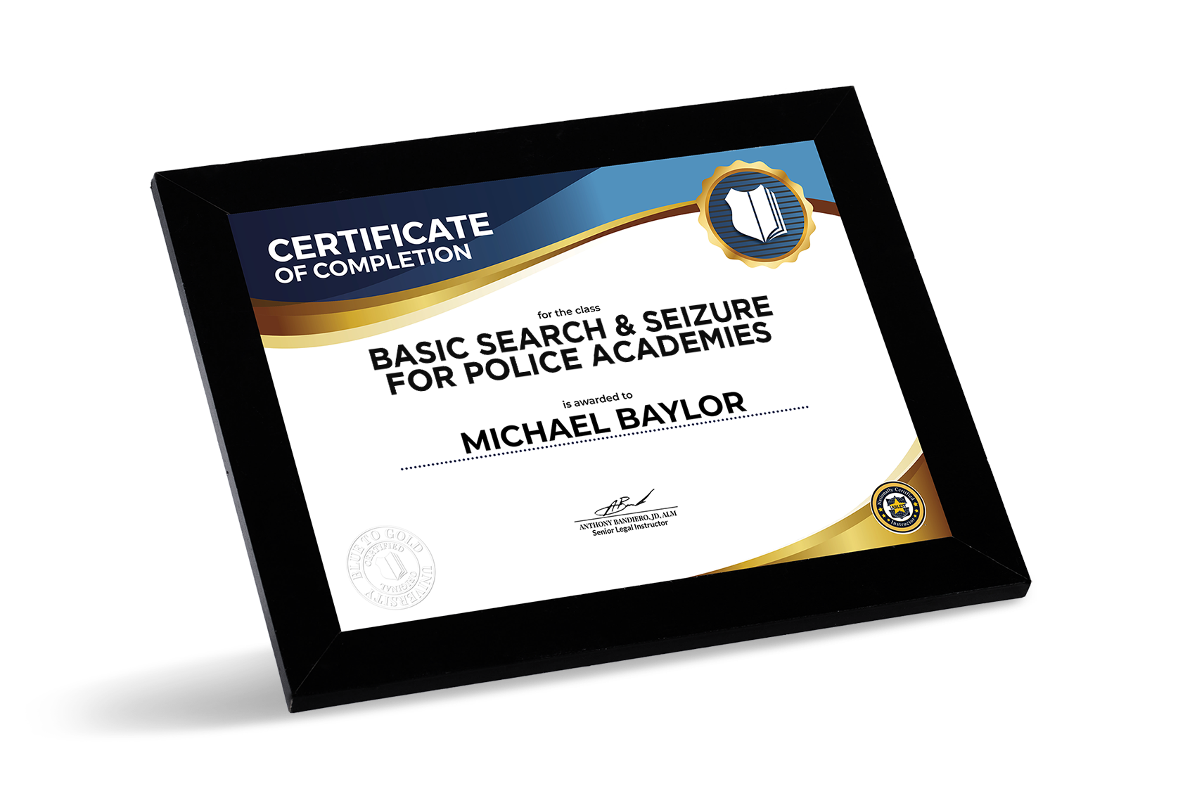 Basic Search and Seizure for Police Academies certificate