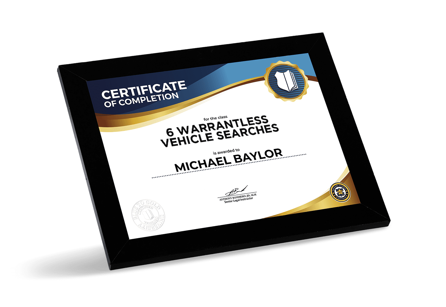 6 Warrantless Vehicle Searches certificate